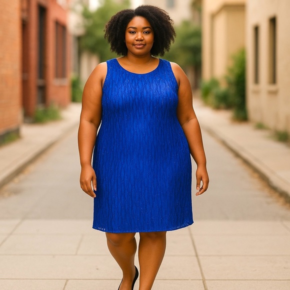 Scala Vintage Silk & Sequin Royal/Cobalt Blue Sleeveless Cocktail Dress Size 2X - Picture 3 of 16